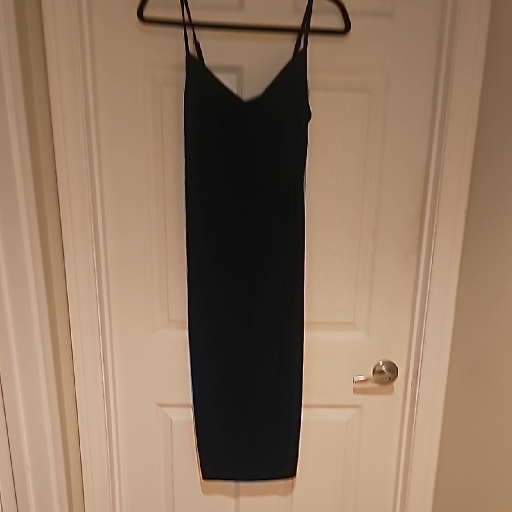 Elegant Navy Blue spaghetti Strap Dress